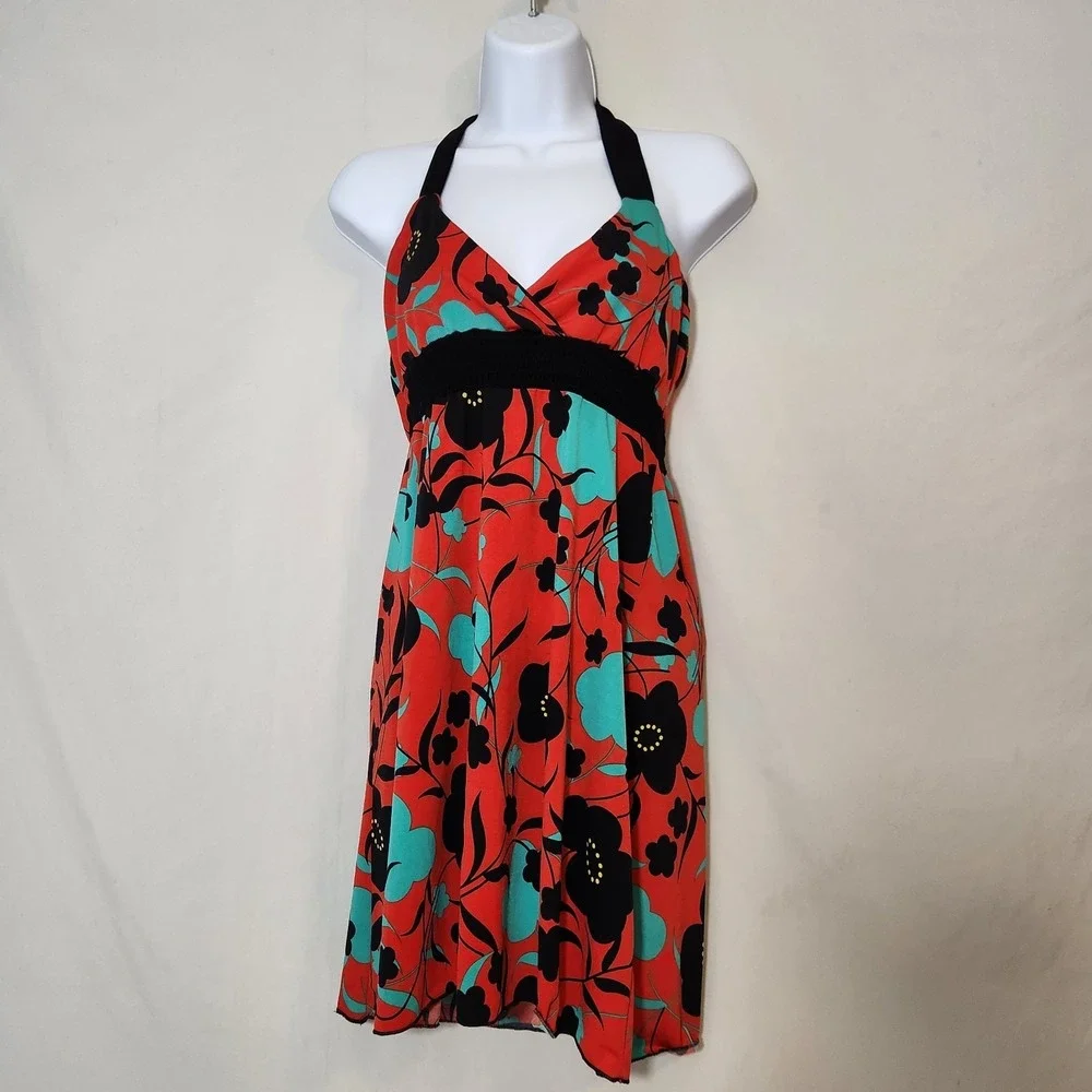 red dress wet seal Wet Seal Red Chiffon V Neck A Line Cutout Mini Dress size Small